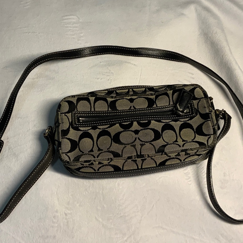 Coach Signature Black and Tan Crossbody Bag